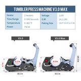 PYD Life 2 in 1 40 OZ Tumbler Heat Press Machine 110 V Blue 20 OZ 30 OZ Mug Heat Press for 40 OZ Tumbler with Handle Sublimation Straight Tumblers PYD Life