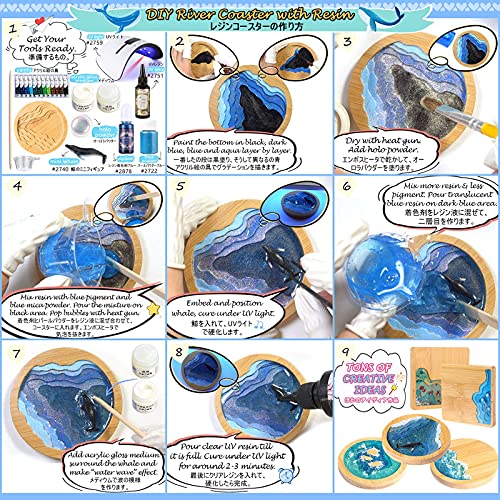 FUNSHOWCASE Wood Coaster Set Epoxy Resin Casting Craft Kit River Edge 5-Count FUNSHOWCASE