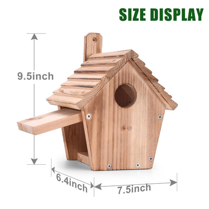 Wooden Bluebird House for Outside,Hanging Birdhouses with Pole,Outdoor Wild Bird Box House,Finch Cardinals Wren Robins Nesting Box Birdhouse for - WoodArtSupply