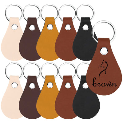 20 Pack Leather Key Fob Kit PU Leather Keychain Blanks with Key Rings and Rivets Key Chain Blanks for DIY Craft Laser Engraving Keychain Making
