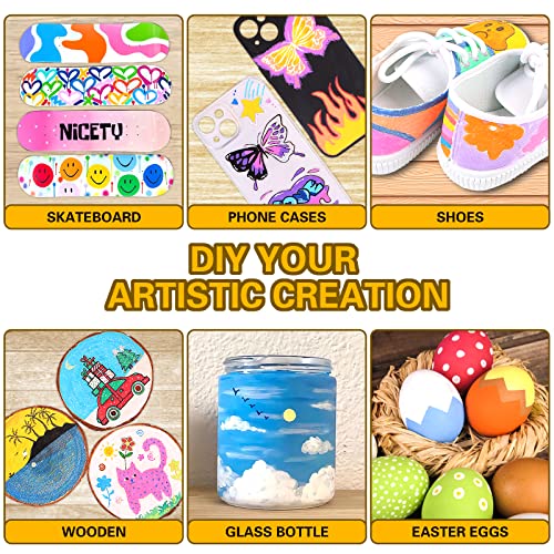 NICETY 72 Colors Acrylic Paint Pens Paint Markers, Extra Fine Tip Point Acrylic Paint Pens for Rock Painting, Canvas, Wood, Ceramic, Glass, Stone, NICETY