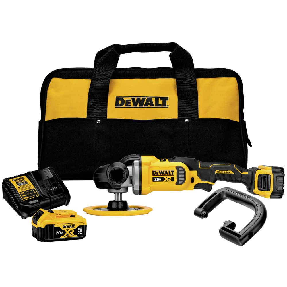 DEWALT 20V MAX* XR Cordless Polisher Kit, Rotary, Variable Speed, 7-Inch, 180 mm (DCM849P2) DEWALT