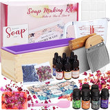 DIY Soap Making Kit, Soap Making Supplies with 3.3 lbs Soap Base, Soap Mold, Glass Measuring Cup, Liquid Dyes, Wavy Straight Scraper, Silicone SOLIGT