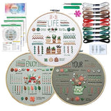 ETSPIL 3 Sets Embroidery kit for Beginners Adults，Learn 33 Different Stitches DIY Kits ，Includes Stamped Flower Pattern, Hoop, Color ETSPIL