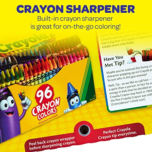 Crayola Classic Color Crayons in Flip-Top Pack with Sharpener, 96 Colors, Gift for Kids - WoodArtSupply