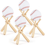 Maitys Wooden Baseball Stand Display Holder with Mini Baseball Bats and Wooden Circles for Baseball Players Fans (8) Maitys