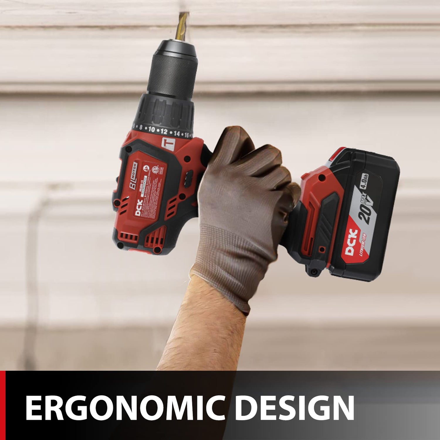 DCK Brushless Hammer Drill, 20V Max Hammer Drill Cordless, 531In-lb,36000 BPM,1/2" All-Metal Chuck, Variable Speeds, 22+1+1 Torque Setting, 4.0Ah DCK