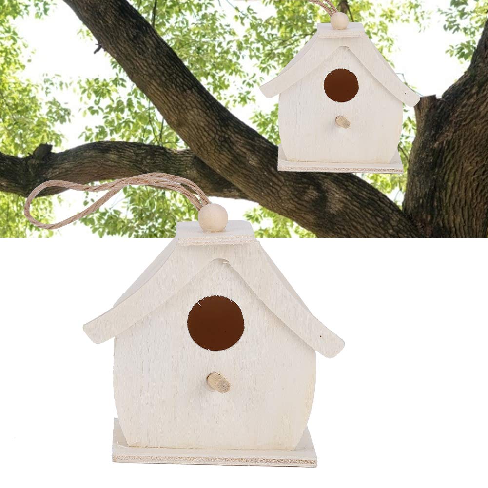 Mokernali 4 Mini Wooden Birdhouses, Hanging Birds Nest Ornaments, 7x4x7cm Outdoor Birdhouse, Charming Decoration for Outdoor Garden, Balcony and Mokernali