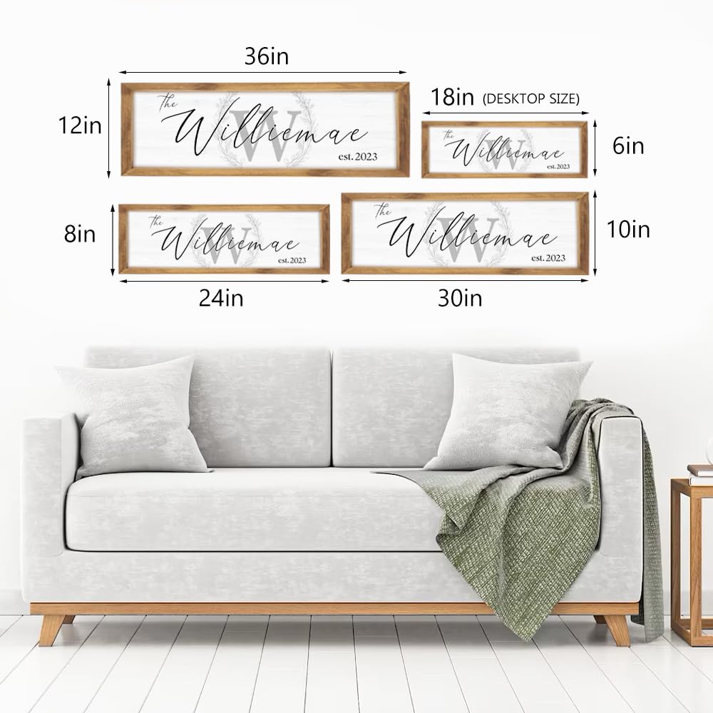 Last Name Signs for Home | Personalized Framed Wooden Family Name Sign for Home Decor Wall | Custom Wood Signs | Monogram Name Wall Decor | YATIE