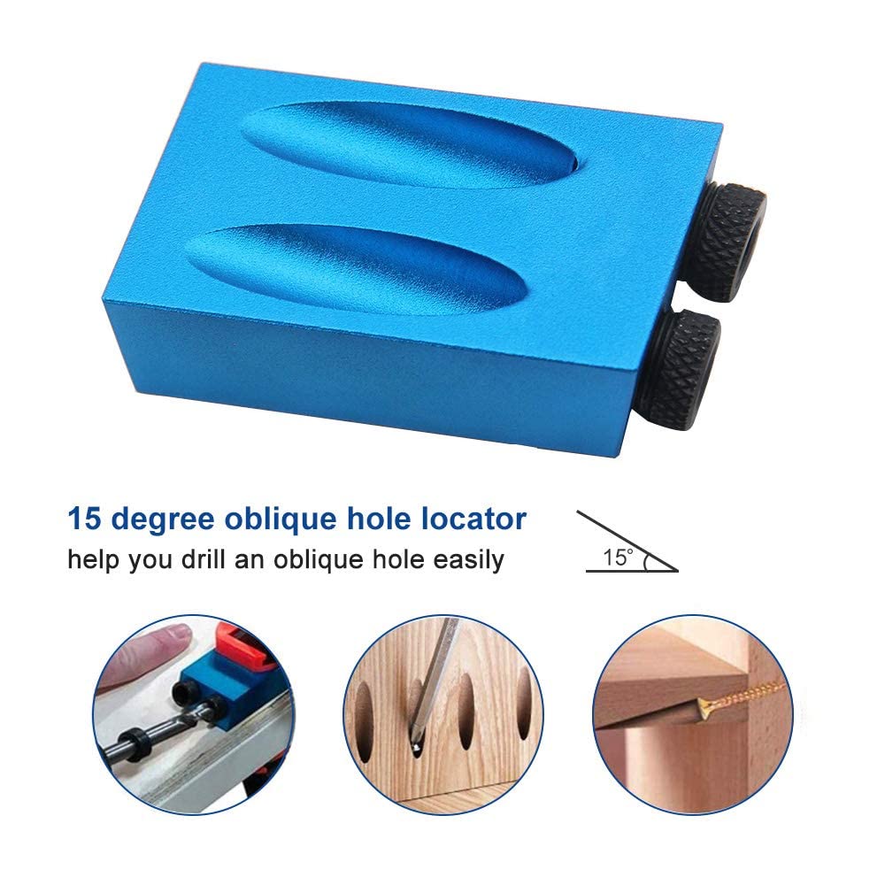 14Pcs Pocket Hole Jig, 15 Degree Dowel Drill Joinery Kit Hole Screw Jig with 6/8/10mm Drive Adapter for Woodworking Angle Drilling Holes, Carpenters Yetaha