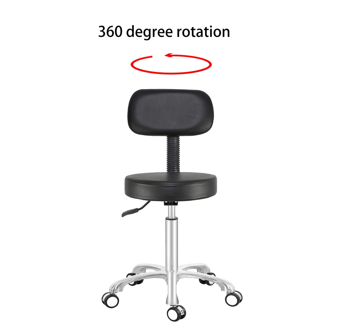 Antlu Rolling Stool Drafting Chair for Garage Shop Workbench Kitchen Medical Salon,Swivel Adjustable Stool with Wheels and Back Support (Black, - WoodArtSupply