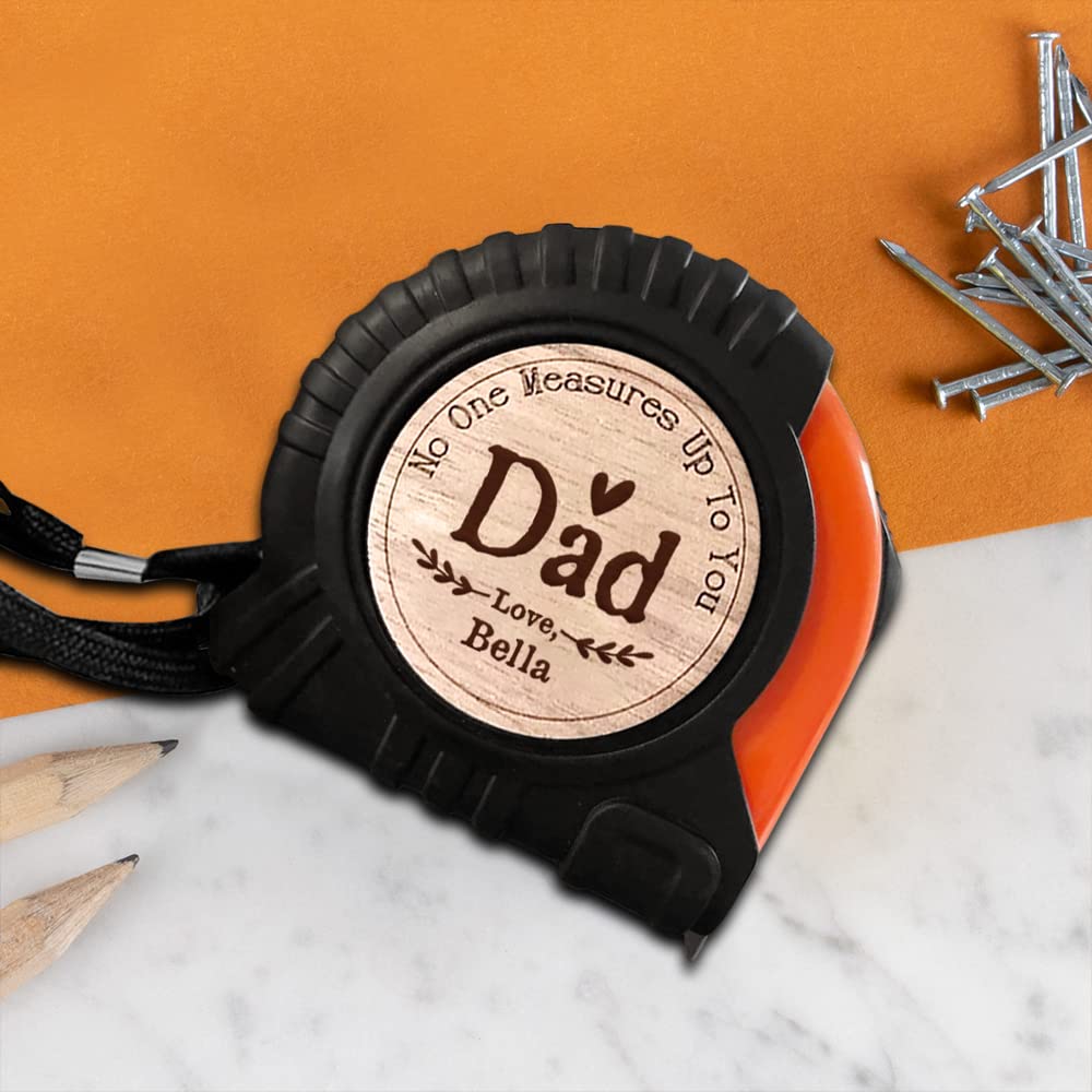 ALICESER Personalized Tape Measure for Dad, Customized Engraved Measuring Tape, Fathers Day Retractable Tape Measure Tool Gifts for Dad, No One ALICESER