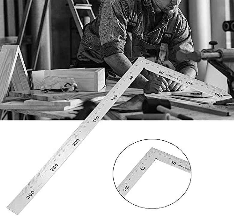 Utoolmart Right Angle Ruler, Framing Square Ruler, 150 x 300mm Stainless Steel, L Shape Ruler, Framing Ruler, Try Square Ruler Tools for Carpenter Utoolmart