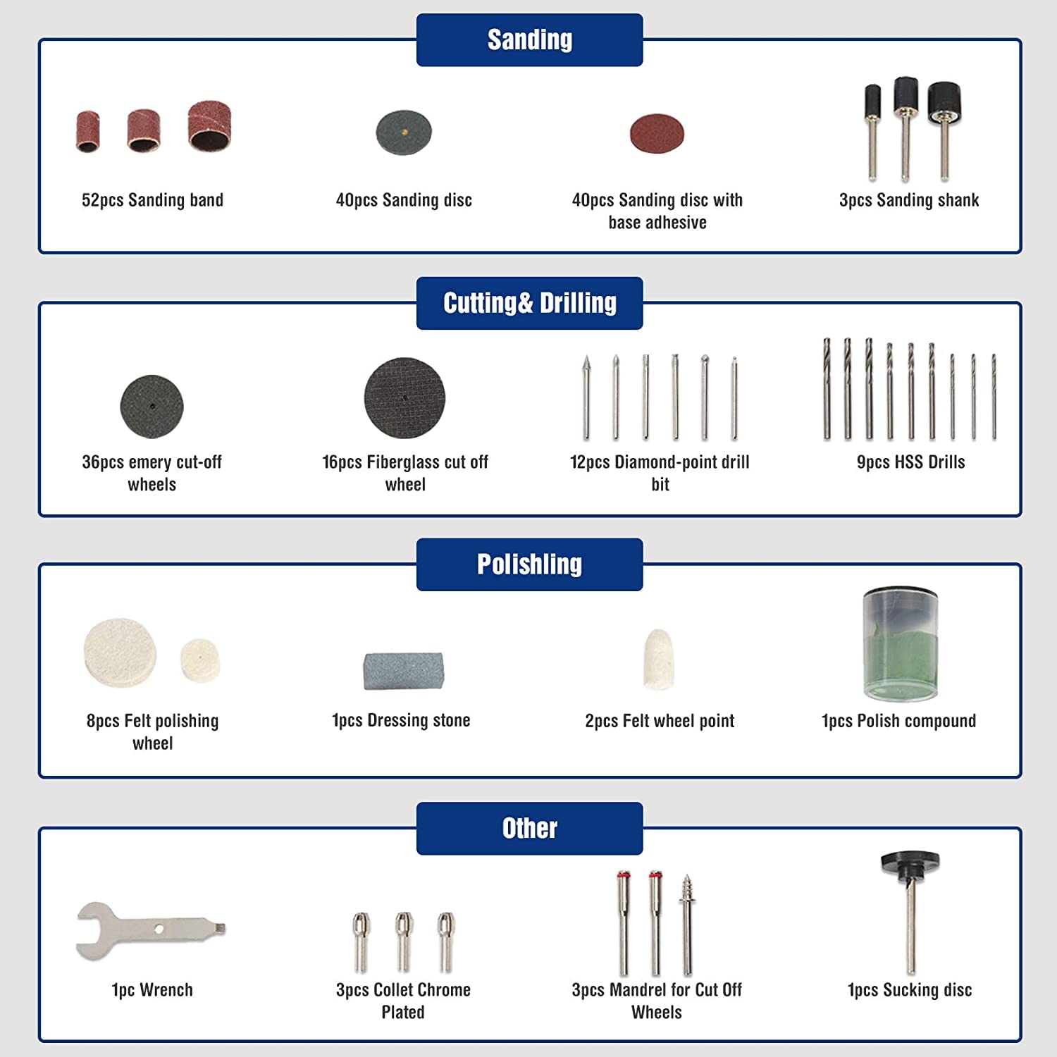 WORKPRO 276-piece Rotary Tool Accessories Kit Universal Fitment for Easy Cutting, Carving and Polishing - WoodArtSupply