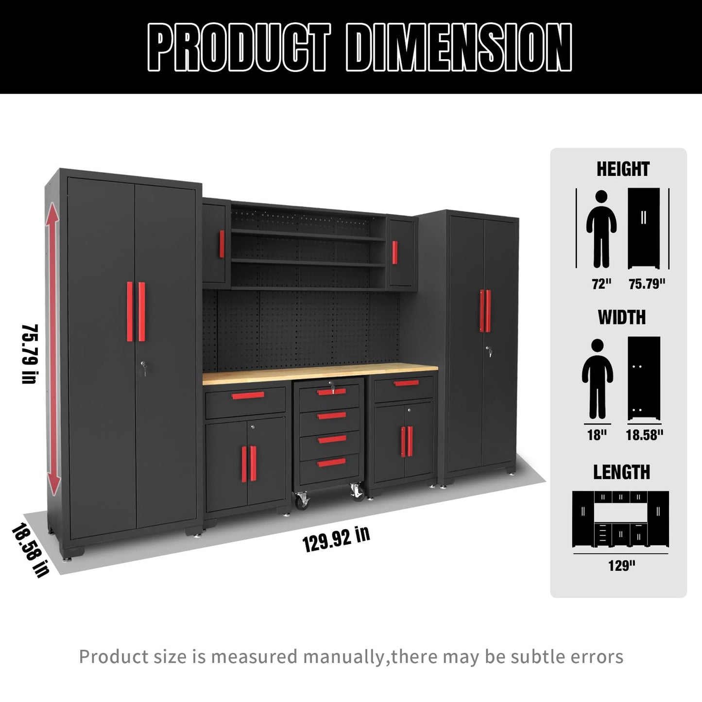 Torin Storage System, Includes Steel Cabinets Drawers Rolling Chest and Pegboard-Perfect for Organizing Garage and Tools 8 Piece Gabinets Set, - WoodArtSupply