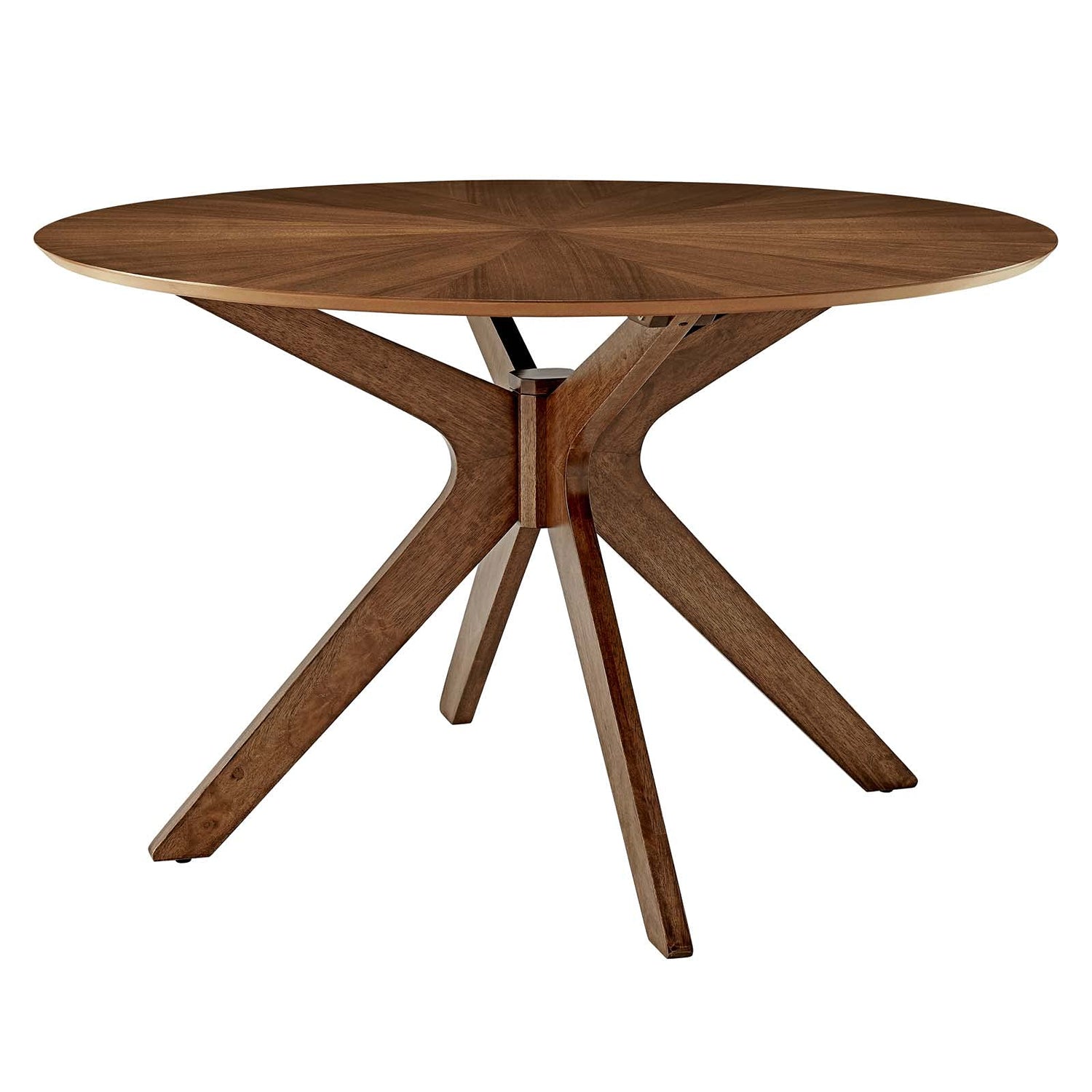 Modway Crossroads 47" Round Wood Dining Table, Walnut Modway