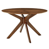 Modway Crossroads 47" Round Wood Dining Table, Walnut Modway
