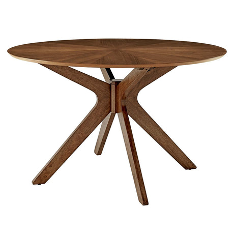 Modway Crossroads 47" Round Wood Dining Table, Walnut Modway