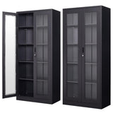 PEUKC Display Cabinet with Glass Doors, Curio Cabinets with 4 Adjustable Shelves, Locking Glass Cabinet Display Case for Home, Office, Clinic, PEUKC