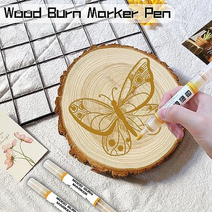 2 PCS Wood Burn Marker Pen, Wood Marker Burning Pen Used for Drawing Wooden Burning Marker, Making It an Ideal Choice for Making Gifts, Handicrafts. Suitable for Beginners(Comes with 4 nibs）