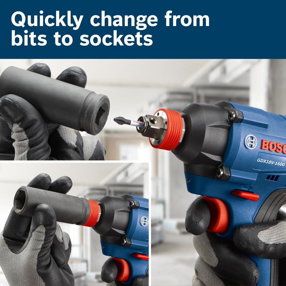 BOSCH GXL18V-496B22 18V 4-Tool Combo Kit with Compact Tough 1/2 In. Drill/Driver, Two-In-One 1/4 In. and 1/2 In. Bit/Socket Impact Driver, Compact - WoodArtSupply