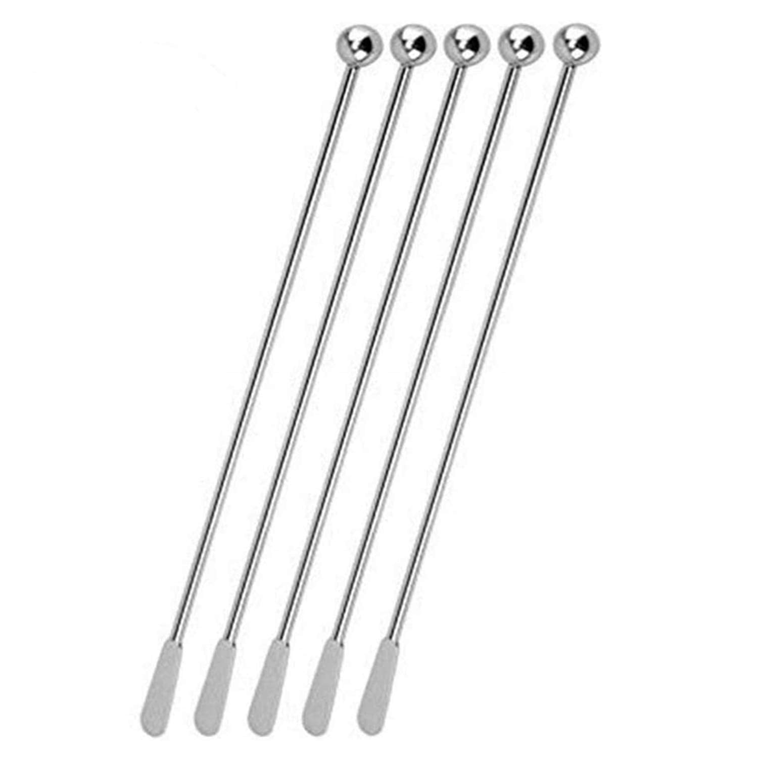 Jsdoin Stainless Steel Coffee Beverage Stirrers Stir Cocktail Drink Swizzle Stick with Small Rectangular Paddles (5 Silver) Jsdoin