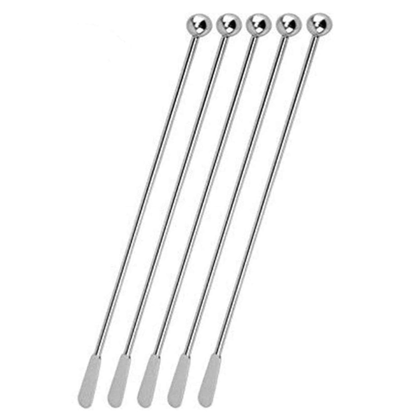 Jsdoin Stainless Steel Coffee Beverage Stirrers Stir Cocktail Drink Swizzle Stick with Small Rectangular Paddles (5 Silver) - WoodArtSupply