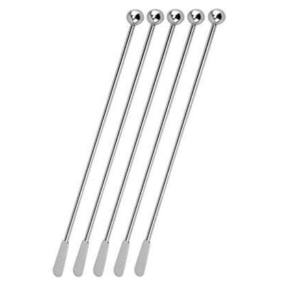 Jsdoin Stainless Steel Coffee Beverage Stirrers Stir Cocktail Drink Swizzle Stick with Small Rectangular Paddles (5 Silver) - WoodArtSupply