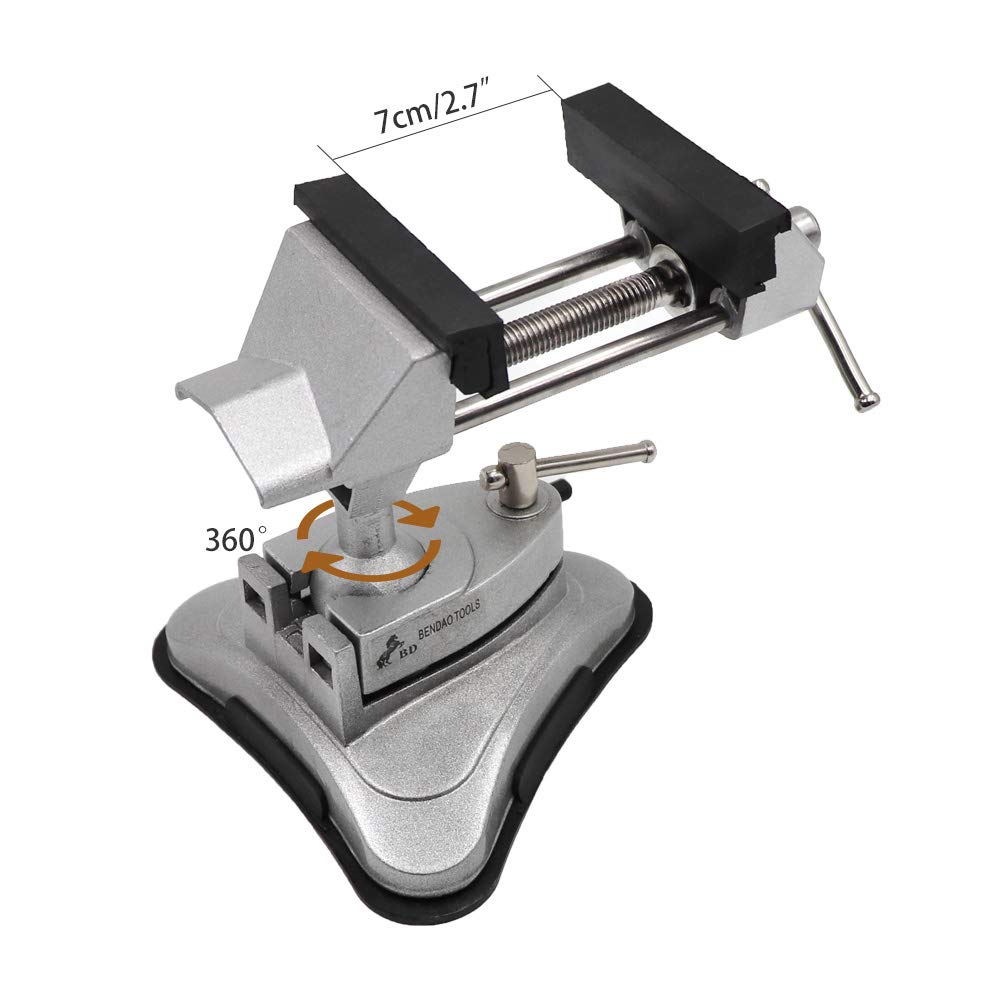 Mini Vacuum Base Vise Portable with 360°Swiveling Head and Powerful Suction Multi-Angle Pivoting Small Vice MUDUOBAN