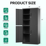 Letaya Metal Storage Cabinet with Lock Door, Adjustable Shelf Steel Cabinets for Office, Home,Pantry,Kitchen,Garage Utility Cabinet (4 Door-Black) Letaya