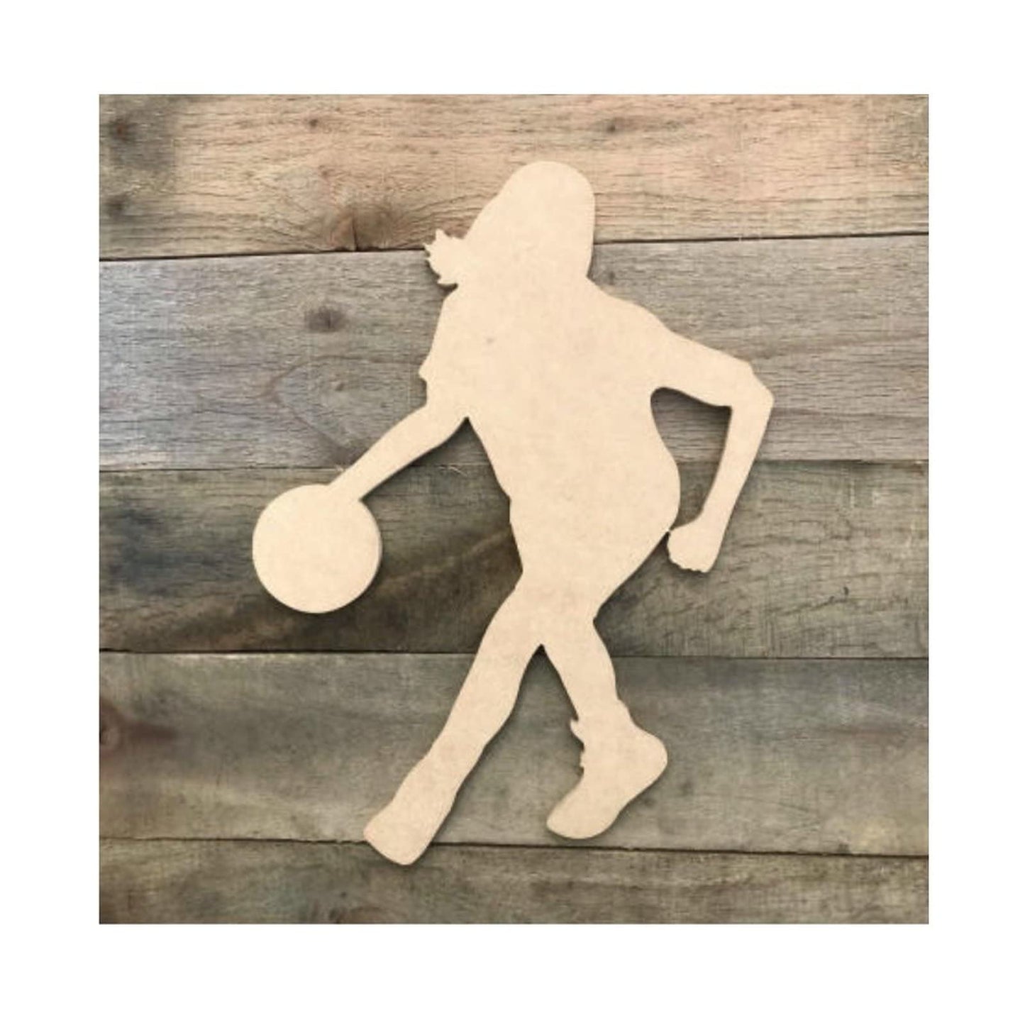 Basketball Girl Wood Craft Unfinished Wooden Cutout Art DIY Wood Signs Inspirational Wall Plaque Rustic Wood Hanging Sign Decor for Home Bedroom - WoodArtSupply