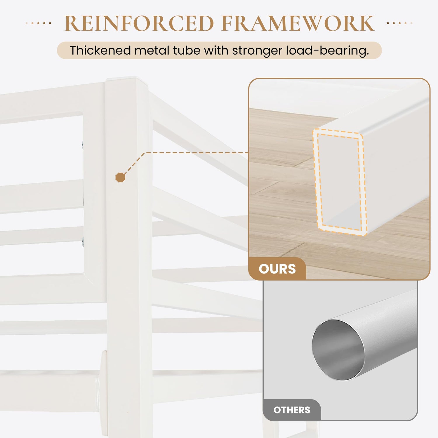 SHA CERLIN Heavy Duty Twin Loft Bed Frame with Removable Stairs and Full-Length Guardrail SHA CERLIN