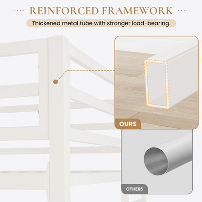 SHA CERLIN Heavy Duty Twin Loft Bed Frame with Removable Stairs and Full-Length Guardrail - WoodArtSupply