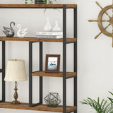 Rustic Industrial 6-Tier Metal and Wood Bookshelf by LVB LVB