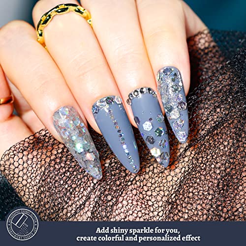 LEOBRO Glitter, Holographic Chunky Glitter, 160G/5.64OZ Silver Glitter, Craft Glitter for Resin, Metallic Iridescent Silver Chunky Glitter Sequins LEOBRO