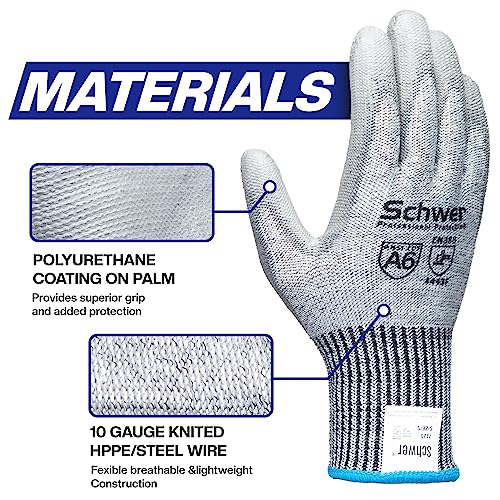 Schwer 3 Pairs Cut Resistant Gloves ANSI A6 Cut Proof Work Gloves, Touchscreen, with 3 Pairs Liners, for Men and Women Used for Woodworking, Glass - WoodArtSupply