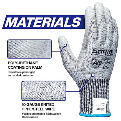 Schwer 3 Pairs Cut Resistant Gloves ANSI A6 Cut Proof Work Gloves, Touchscreen, with 3 Pairs Liners, for Men and Women Used for Woodworking, Glass - WoodArtSupply