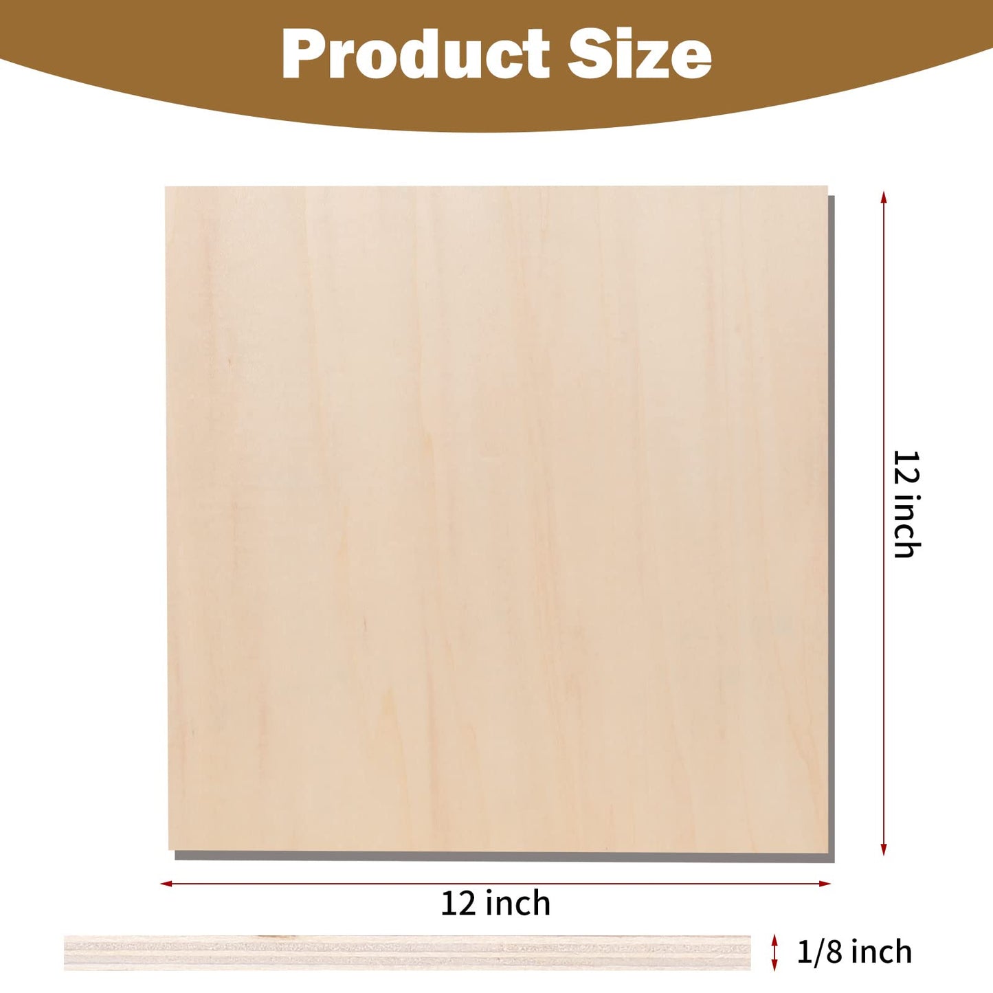 12 Pack Basswood Sheets, 12 x 12 x 1/8 inch Plywood, 3 mm Thin Unfinished Wood Board for Crafts, Laser Cutting & Engraving, Wood Burning, CNC - WoodArtSupply