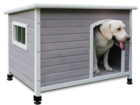 33.4" Wood Dog Houses Outdoor, Weatherproof Dog Houses Outside with Door Cute Wooden Rockever