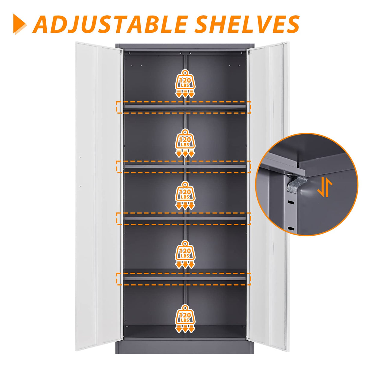 Anxxsu Metal Garage Storage Cabinet, 71" Locking Storage Cabinet with 2 Doors and 4 Adjustable Shelves, Lockable Metal Cabinet for Anxxsu