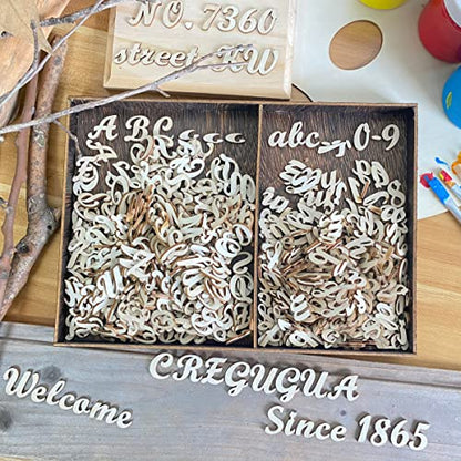 552 Pieces 0.75 Inch Mini Unfinished Wooden Letters Uppercase & Lowercase Unpainted Wooden Numbers Blank Wood Letters Storage for Scrapbooking Crafts