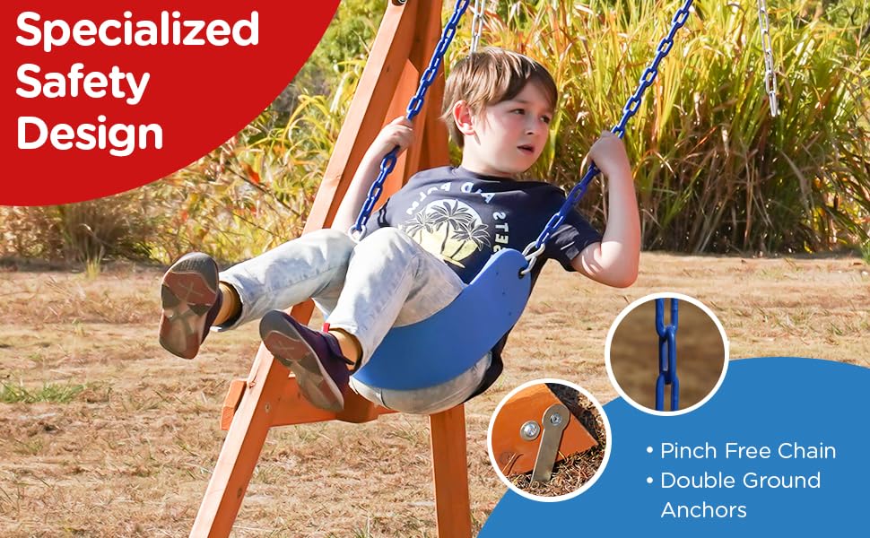 Dolphin Playground Swing Sets for Backyard with Slide, Wooden Outdoor Playset for Kids with Sandbox, Rock Climbing Wall, 2 Belt Swings, and Fort, - WoodArtSupply