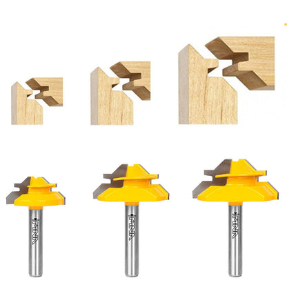 MNA 45 Degree Lock Miter Router Bit 3-Piece Set, for 1/2”, 5/8”, 3/4” Cutting Height, 1/4 Inch Shank. Easy to Create Lock Miter Joint - WoodArtSupply