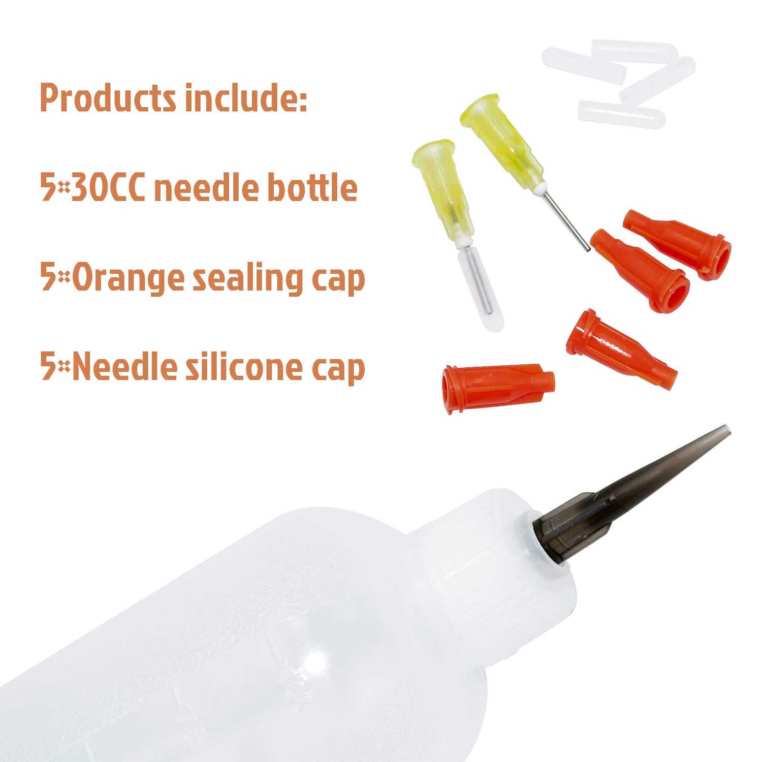FJNATINH 30cc Needle Glue Squeeze Bottle, Precision Tip Applicator, 5 Pack FJNATINH