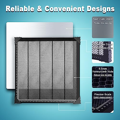 MCWlaser Honeycomb Working Table 15.7"x15.7"/400x400mm Honeycomb Laser Bed with Aluminum Plate for Most Laser Engraver Cutter MCWlaser