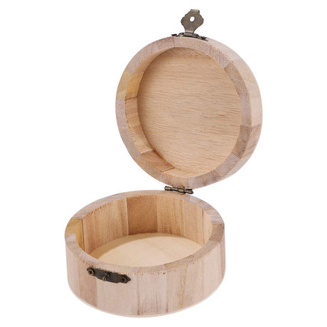 Healifty 2PCS wooden jewelry organizer Unfinished Wood Box Wedding Round Gift Box Storage Organizer Craft Box for Arts Hobbies and Home Storage Home Healifty