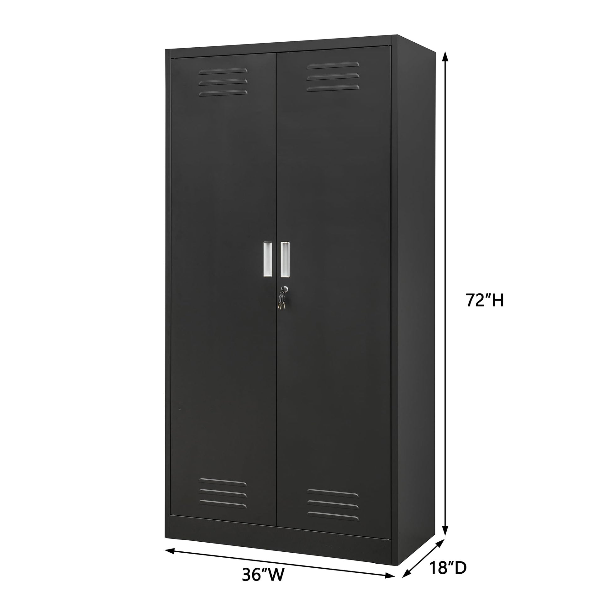 CMY Metal Storage Cabinet, 72" H x 36" W x 18" D Locking Cabinets with Doors and Adjustable Shelves for Garage, Office, Home, Warehouse-Black - WoodArtSupply