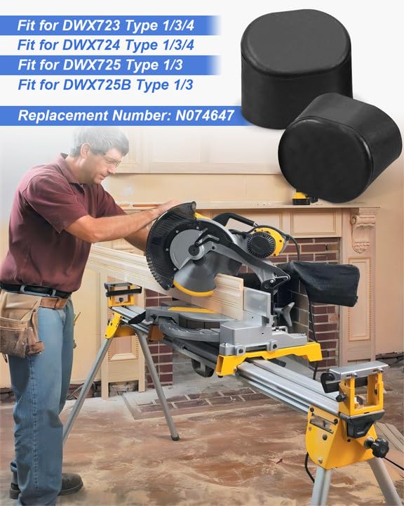 N074647 Table Saw Stand Foot Rubber Pad Replacement Fit for Dewalt DWX723 DWX724 DWX725 Series Miter Saw Stand Black Extended Lifespan Rubber LANDSIN