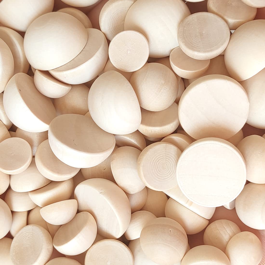 LWQYHTT 12/15/20mm Natural Unfinished Wood Beads Half Wooden Beads Small Half Round Wooden Balls for Paint DIY Craft Kids Arts 120pcs LWQYHTT
