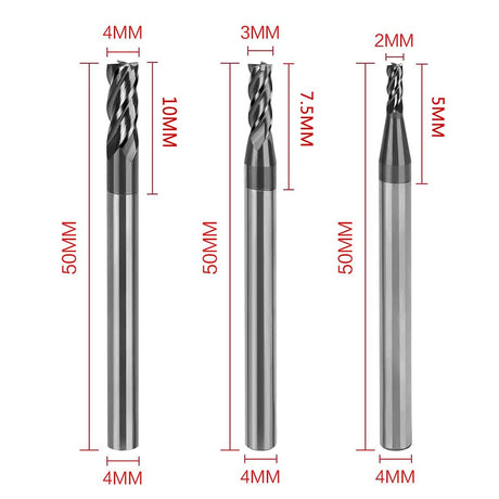 8pcs 2-12mm CNC Square Nose End Mills,Carbide Tungsten Steel 4 Fultes Milling Cutter, Router Bits Rotary Bits Tool Straight Shank 2-12mm Hunricho